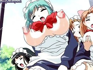 Anime maids fucking their master