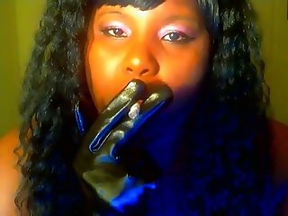 mz t in leather gloves smoking