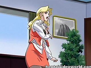 Seducing anime blonde hardest office pounding