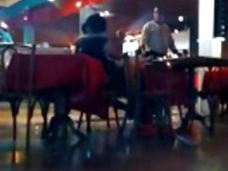 Couple caught in public restaurant