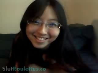 Asian girl with glasses cam show.
