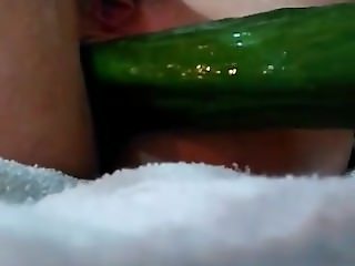 Deep anal with cucumber