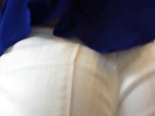 Asian milf white pants ass butt